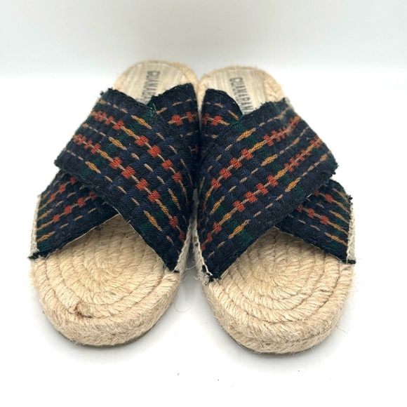 GUANABANA X TODD SNYDER Navy & Orange Crossed Bands Espadrilles Slides Size 43 - Picture 4 of 9